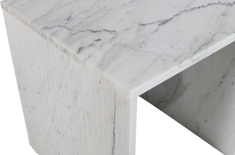 Tessa White Genuine Marble End Table, 1 Piece