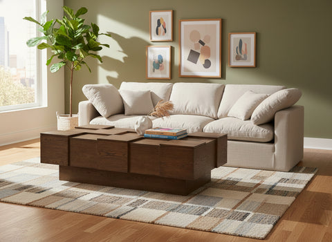 Camden Brown Oak Veneer Coffee Table, 1 Piece