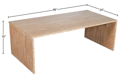 Tessa Natural Travertine Coffee Table, 1 Piece