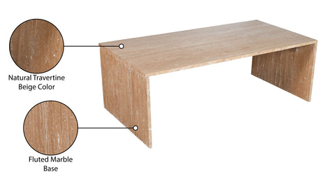 Tessa Natural Travertine Coffee Table, 1 Piece