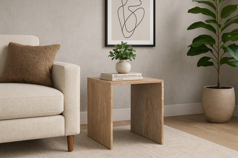 Tessa Natural Travertine End Table, 1 Piece