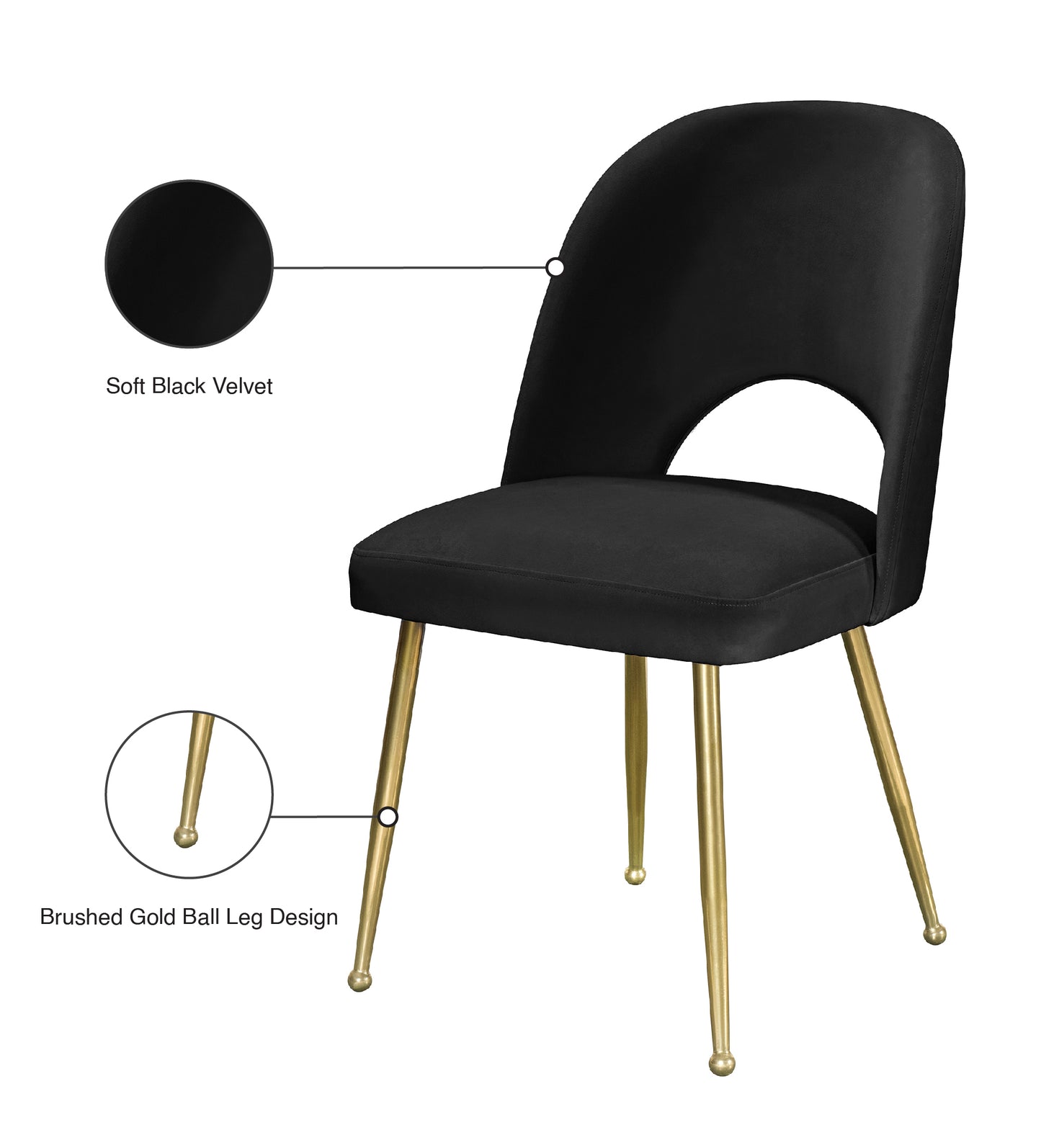 edison black velvet dining chair c