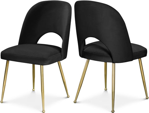 Olive Black Velvet Upholstered Dining Chair, 2-Piece (Style 3)