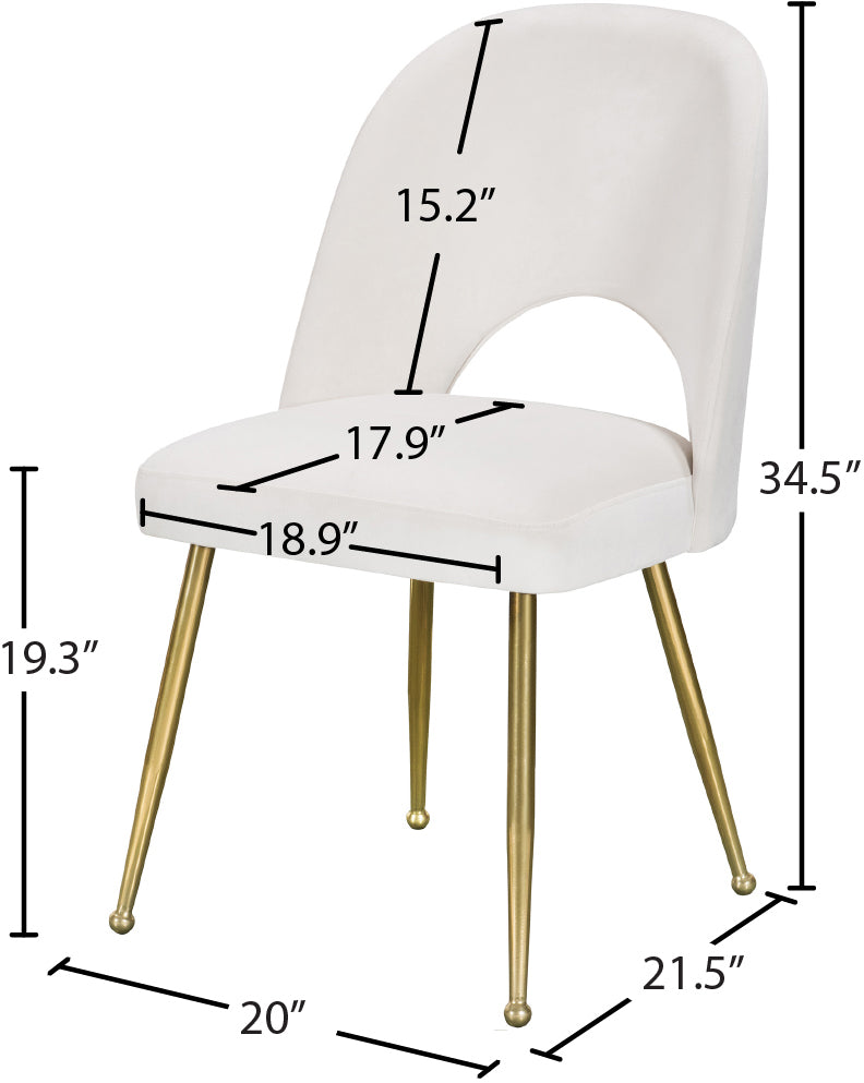 edison cream velvet dining chair c