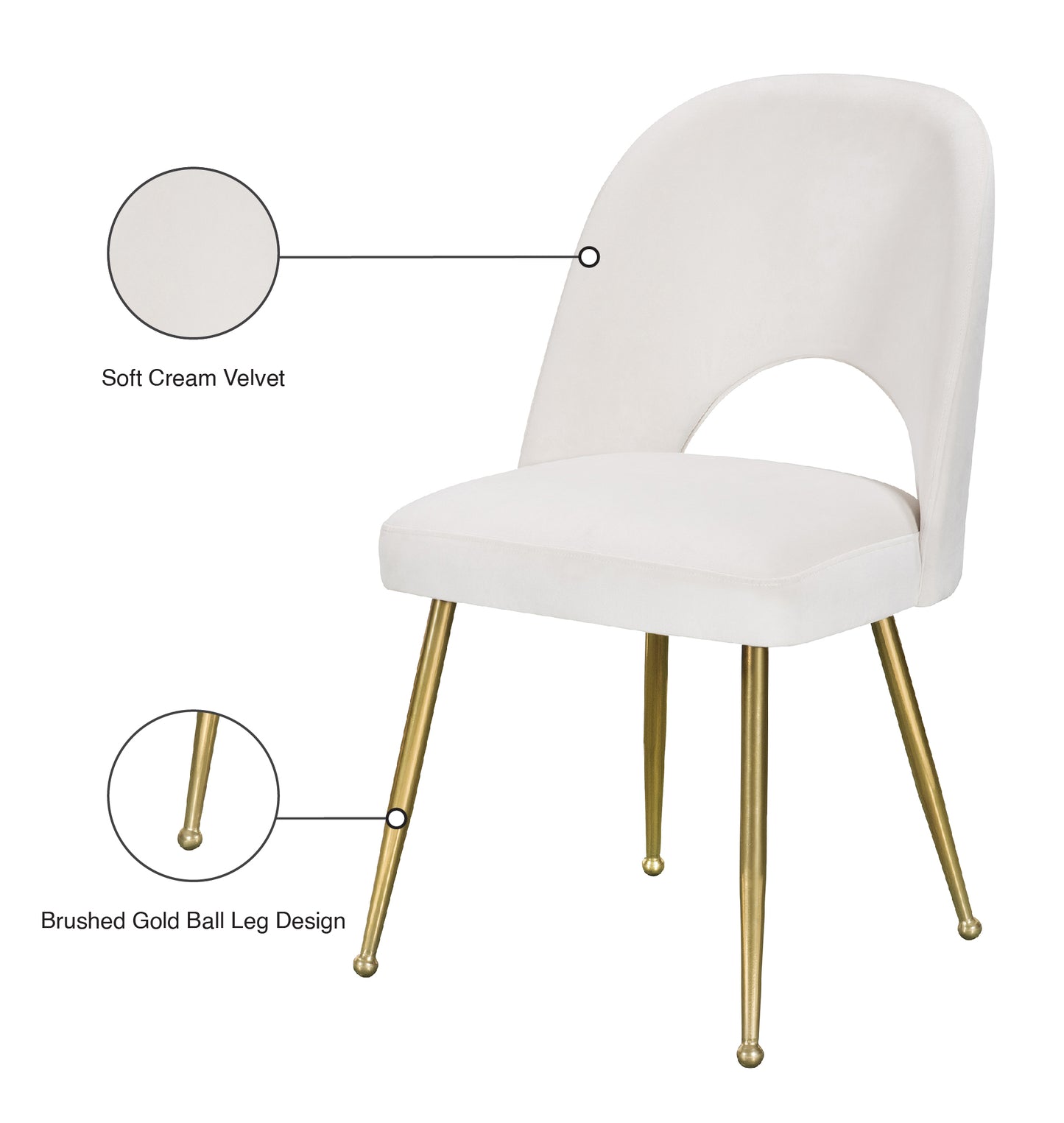 edison cream velvet dining chair c