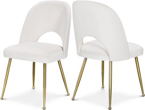 Olive Cream Velvet Upholstered Dining Chair, 2-Piece (Style 3)