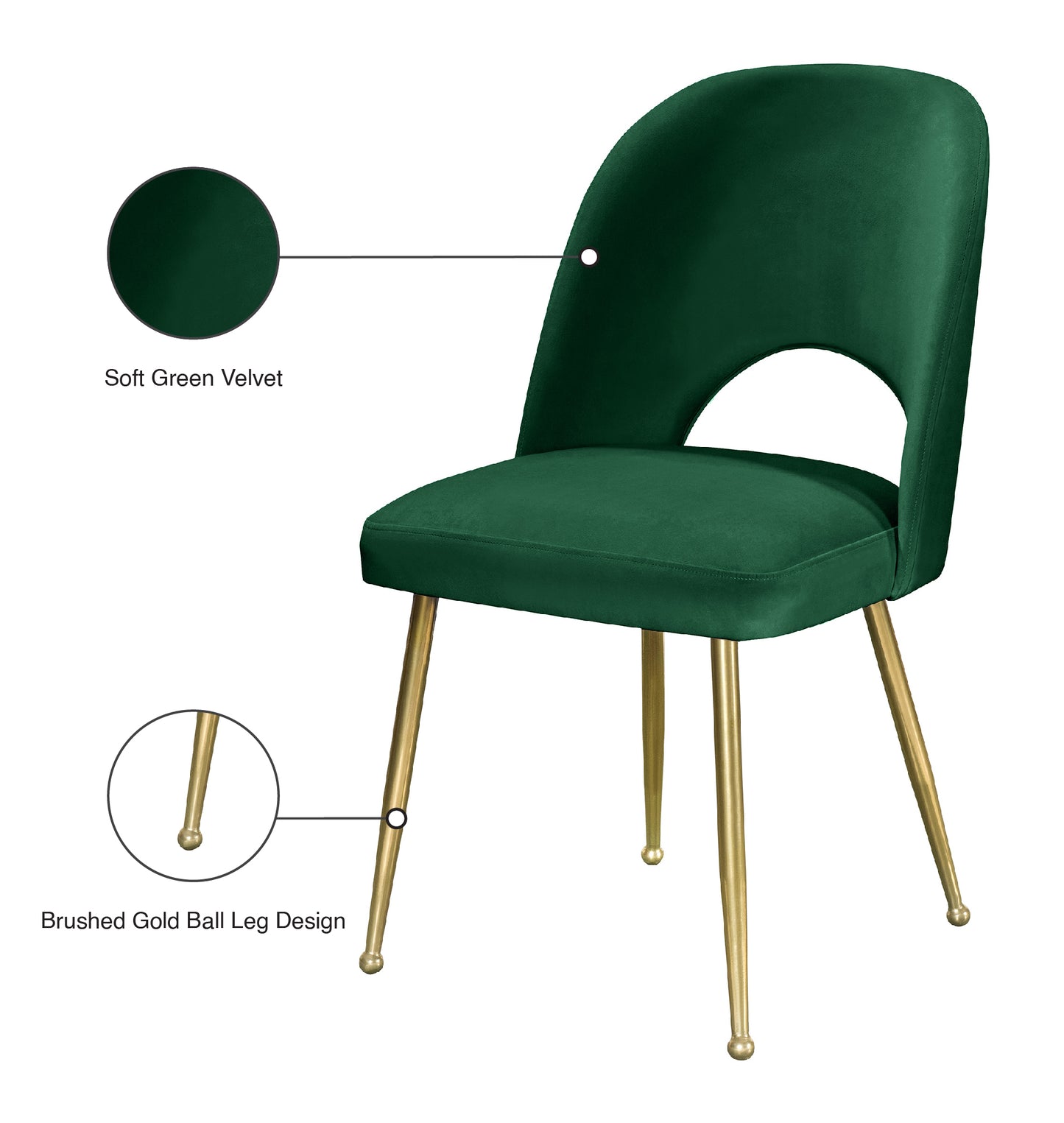 edison green velvet dining chair c