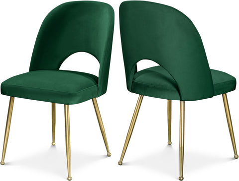 Olive Green Velvet Upholstered Dining Chair, 2-Piece