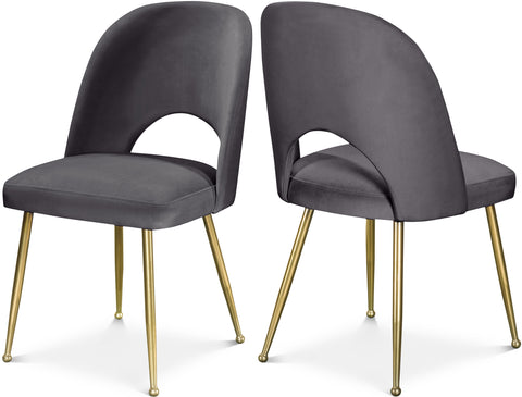 Olive Grey Velvet Upholstered Dining Chair, 2-Piece (Style 3)