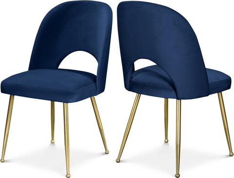 Olive Navy Velvet Upholstered Dining Chair, 2-Piece (Style 2)