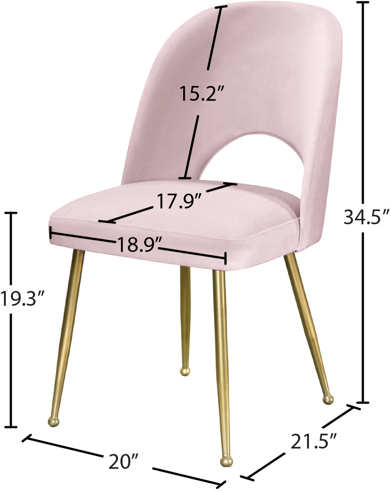 edison pink velvet dining chair c