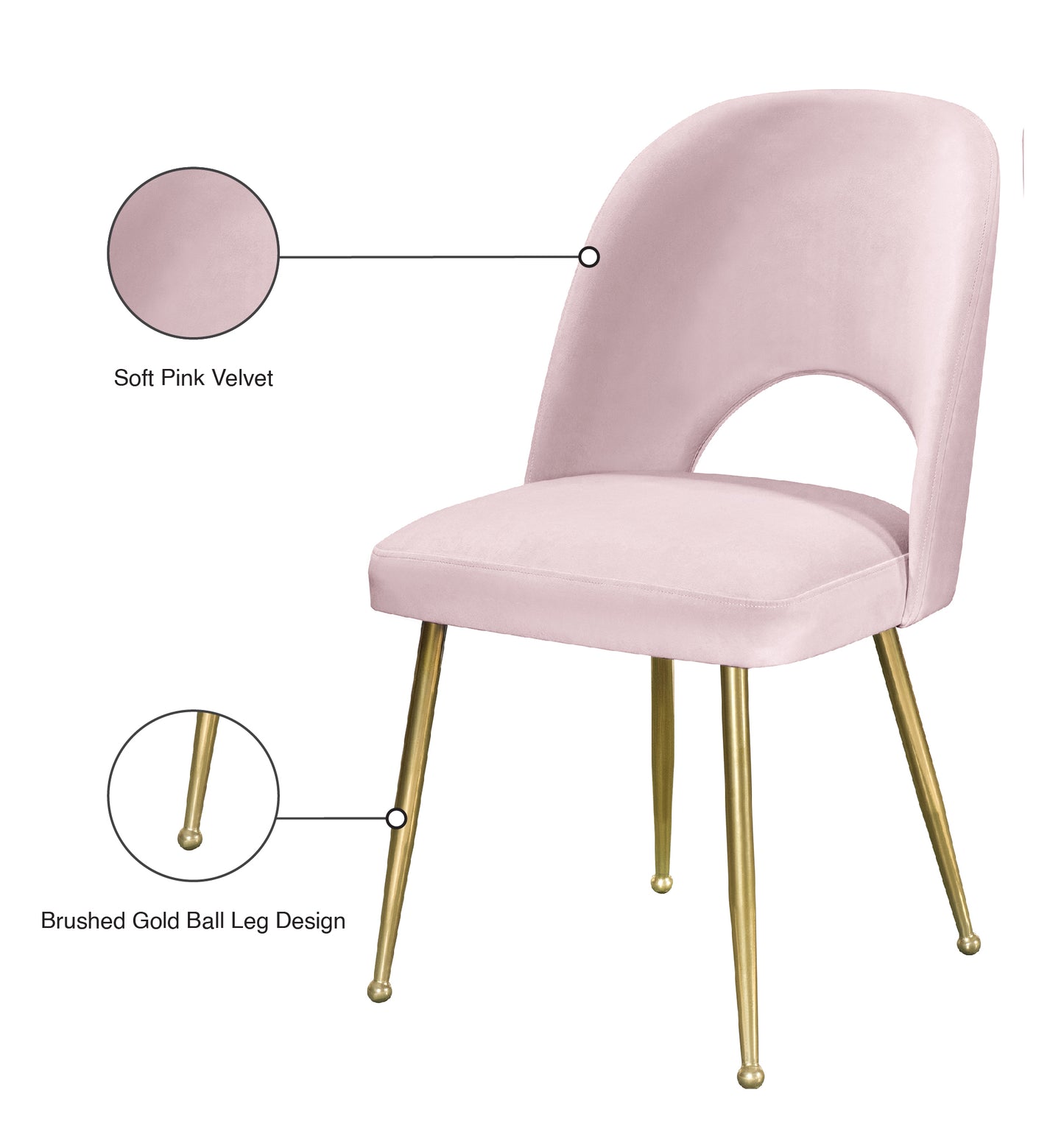 edison pink velvet dining chair c