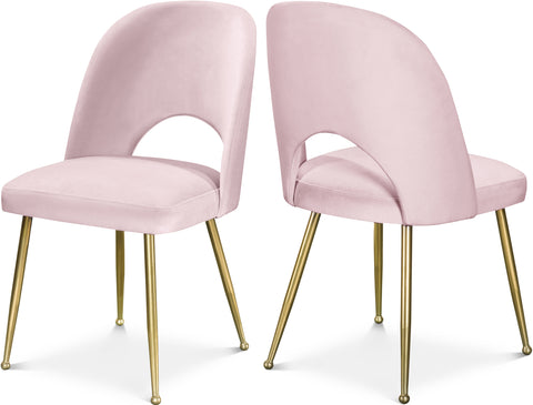 Olive Pink Velvet Upholstered Dining Chair, 2-Piece