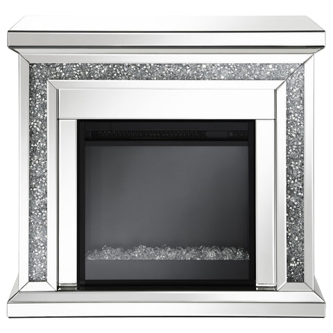 Amaturo Mirrored Freestanding Electric Fireplace SilverMirror