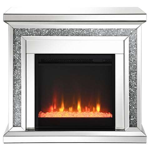 Amaturo Mirrored Freestanding Electric Fireplace SilverMirror