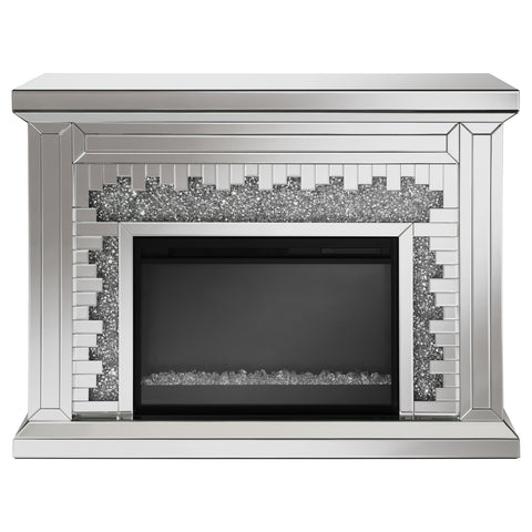 Roseglen Mirrored Freestanding Electric Fireplace SilverMirror