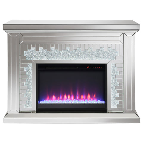 Roseglen Mirrored Freestanding Electric Fireplace SilverMirror