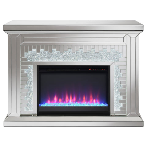 Roseglen Mirrored Freestanding Electric Fireplace SilverMirror