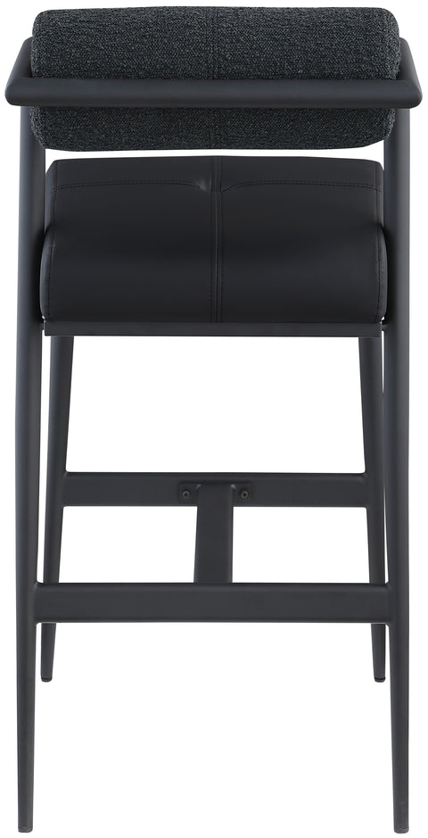 Wilshire Black Boucle Fabric and Faux Leather Stool C