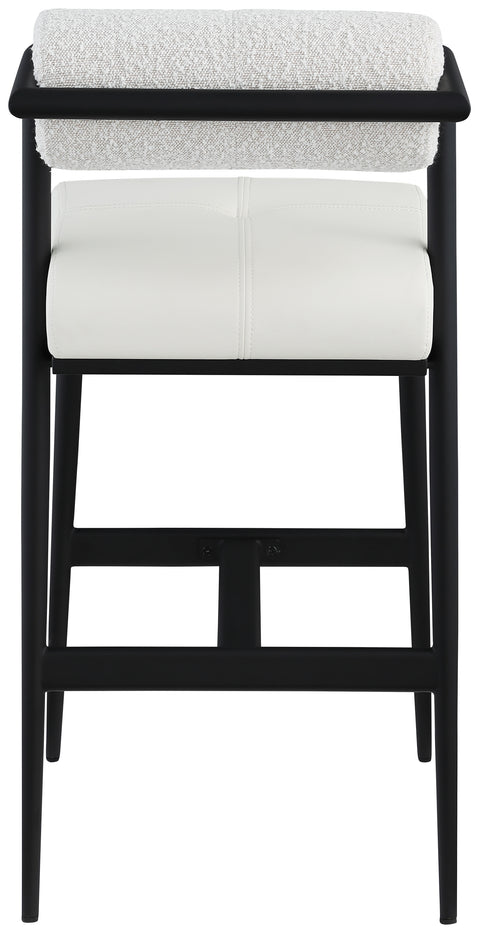 Wilshire Cream Boucle Fabric and Faux Leather Stool C