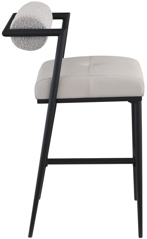 Wilshire Taupe Boucle Fabric and Faux Leather Stool C