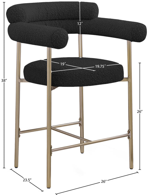 Zadie Black Boucle Fabric Upholstered Counter Stool, 2-Piece (Style 2)