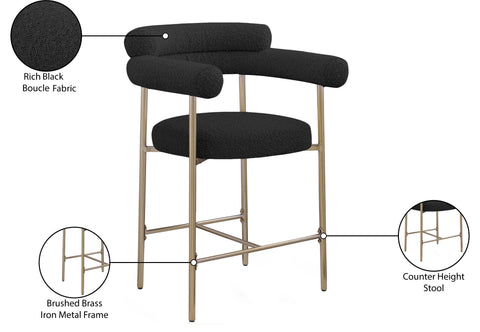 Zadie Black Boucle Fabric Upholstered Counter Stool, 2-Piece (Style 2)