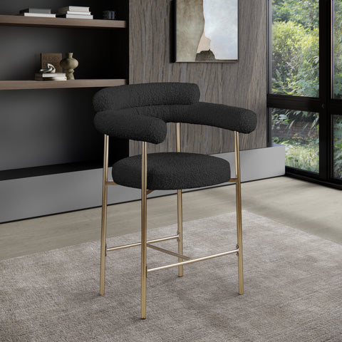 Zadie Black Boucle Fabric Upholstered Counter Stool, 2-Piece (Style 2)