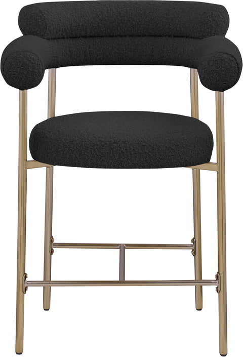 Zadie Black Boucle Fabric Upholstered Counter Stool, 2-Piece (Style 2)