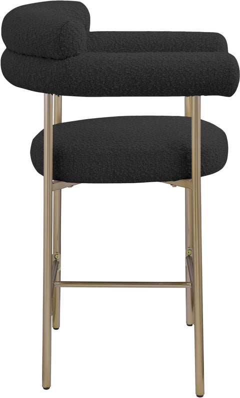 Zadie Black Boucle Fabric Upholstered Counter Stool, 2-Piece (Style 2)