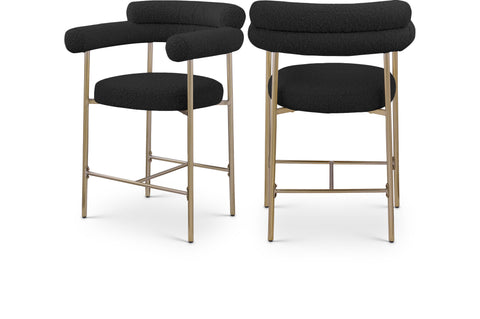 Zadie Black Boucle Fabric Upholstered Counter Stool, 2-Piece (Style 2)