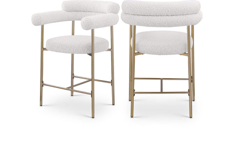 Zadie Cream Boucle Fabric Upholstered Counter Stool, 2-Piece (Style 2)