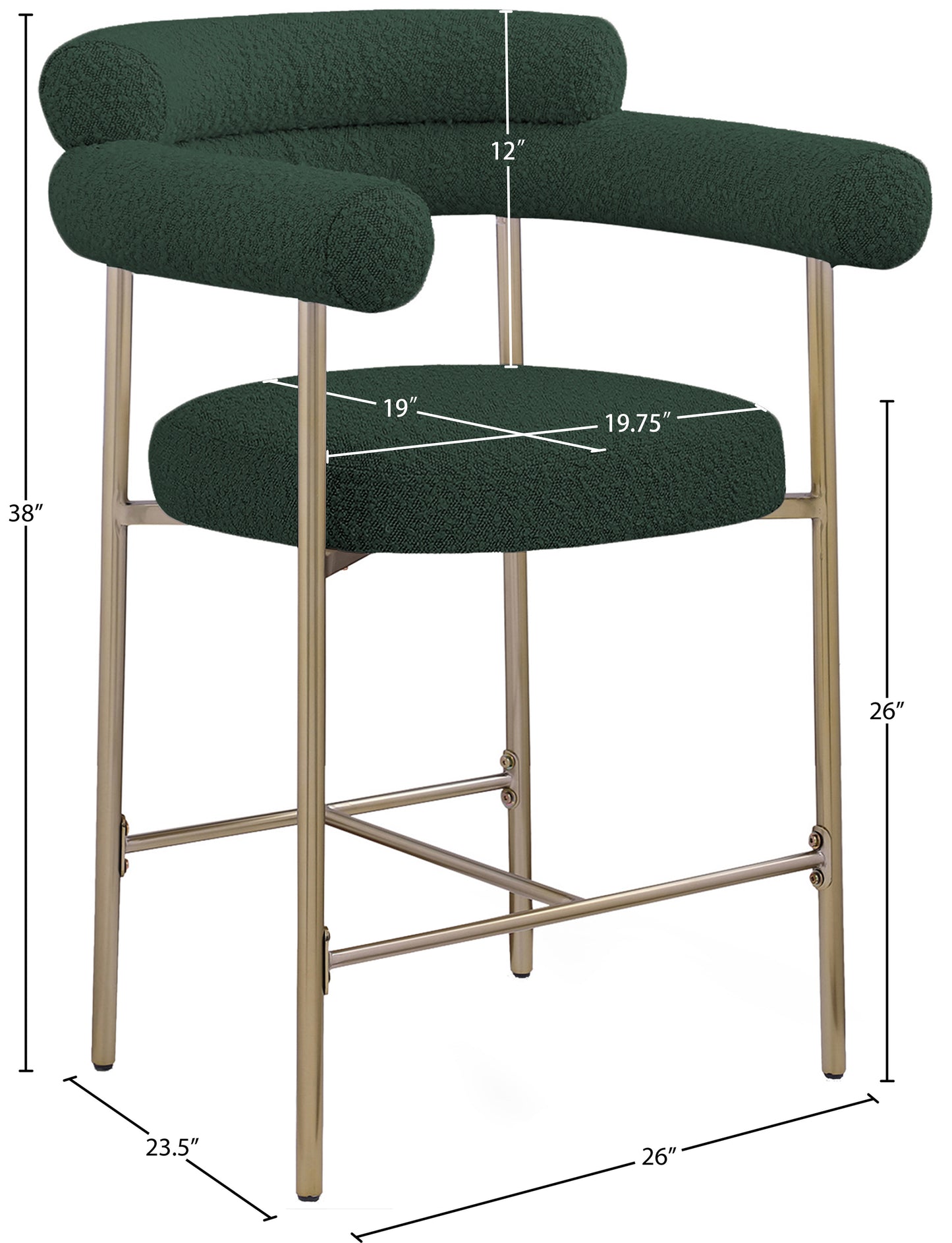 santorini green boucle fabric counter stool