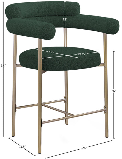 Santorini Green Boucle Fabric Counter Stool