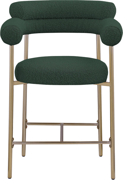 Santorini Green Boucle Fabric Counter Stool