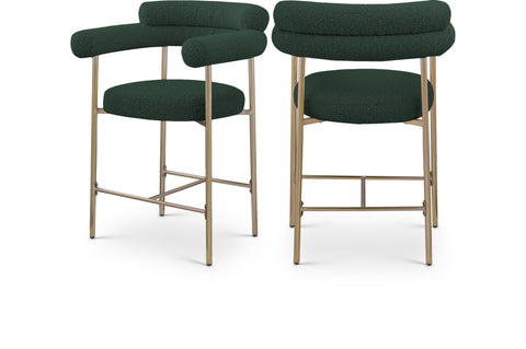 Zadie Green Boucle Fabric Upholstered Counter Stool, 2-Piece (Style 2)
