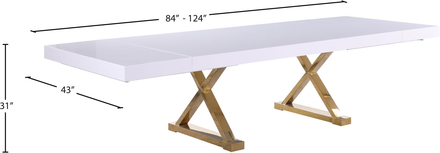 hans white lacquer extendable dining table (3 boxes) t