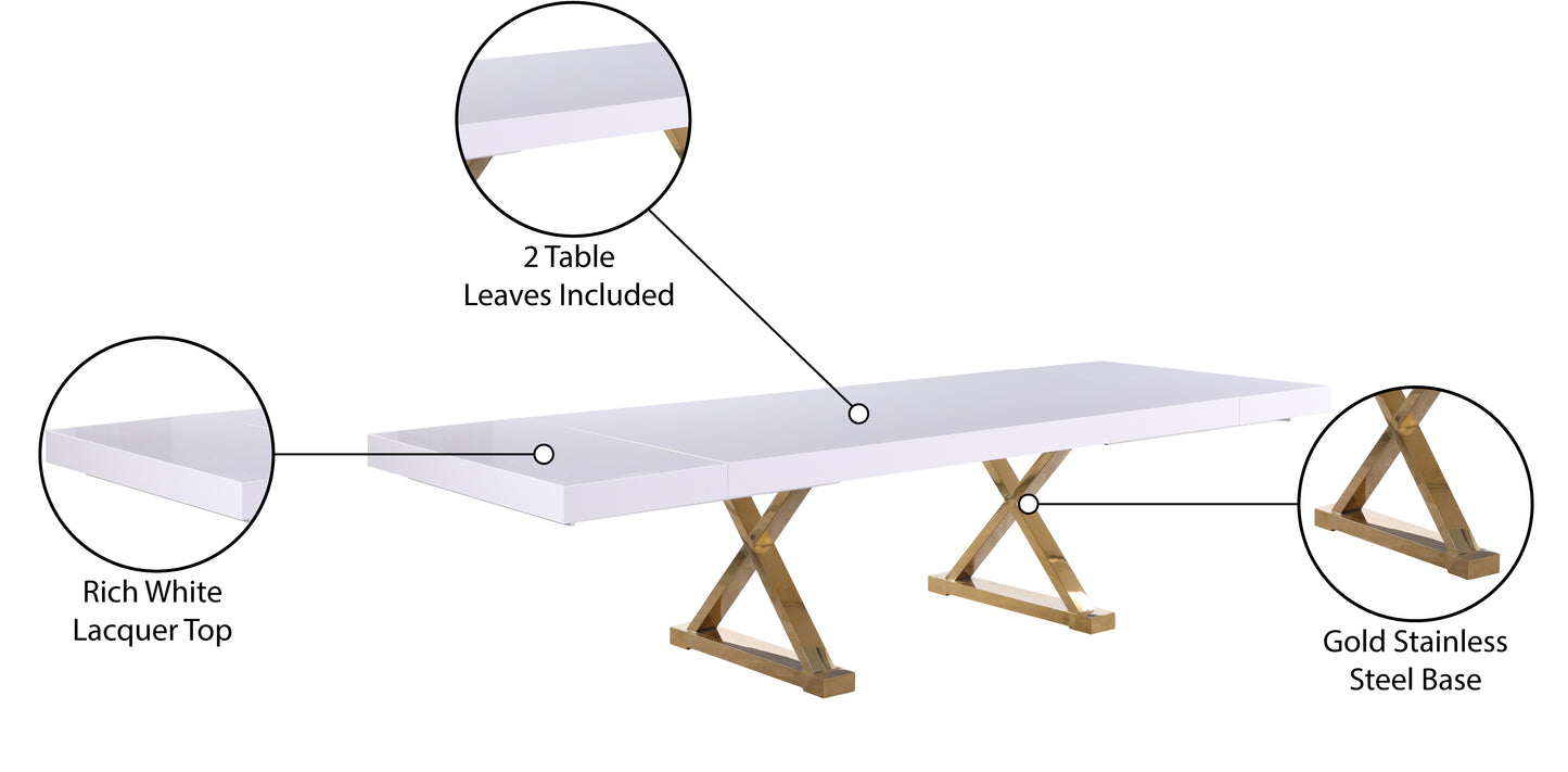 hans white lacquer extendable dining table (3 boxes) t