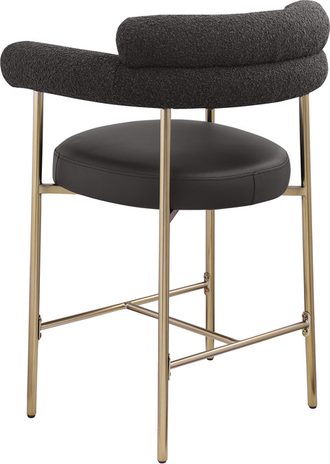 Zadie Black Vegan Leather And Boucle Fabric Upholstered Counter Stool, 2-Piece