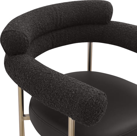Zadie Black Vegan Leather And Boucle Fabric Upholstered Counter Stool, 2-Piece
