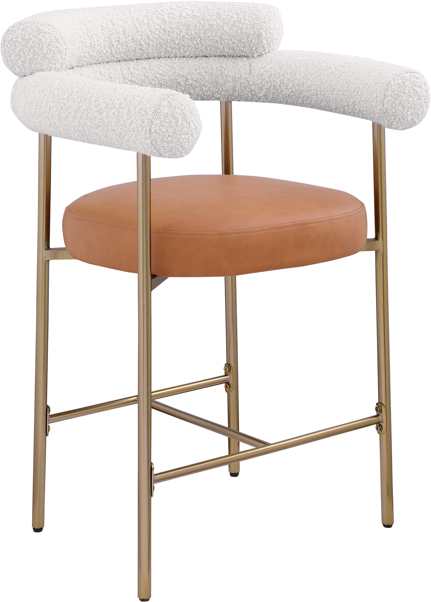 santorini cognac boucle fabric counter stool