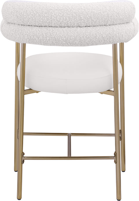 Zadie Cream Vegan Leather And Boucle Fabric Upholstered Counter Stool, 2-Piece