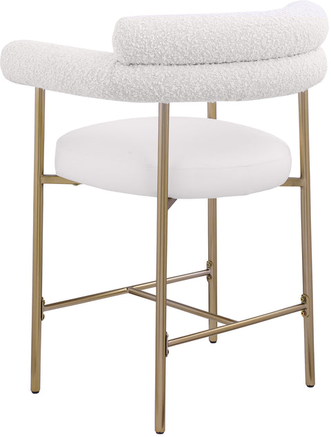 Zadie Cream Vegan Leather And Boucle Fabric Upholstered Counter Stool, 2-Piece