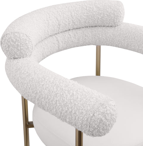 Zadie Cream Vegan Leather And Boucle Fabric Upholstered Counter Stool, 2-Piece