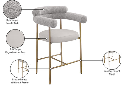 Santorini Taupe Boucle Fabric Counter Stool