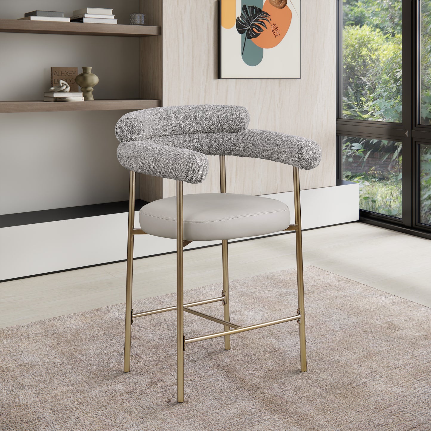 santorini taupe boucle fabric counter stool