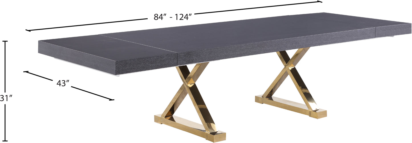 hans grey oak veneer lacquer extendable dining table (3 boxes) t