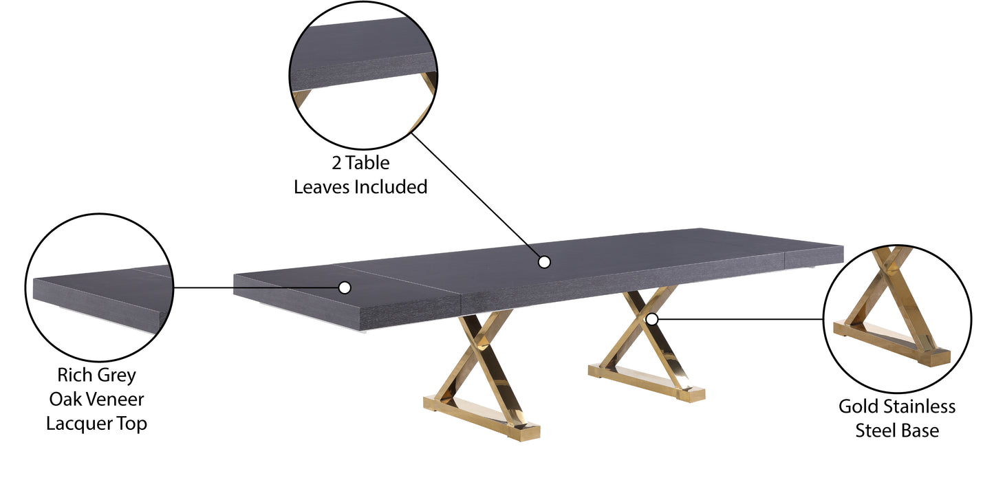 hans grey oak veneer lacquer extendable dining table (3 boxes) t