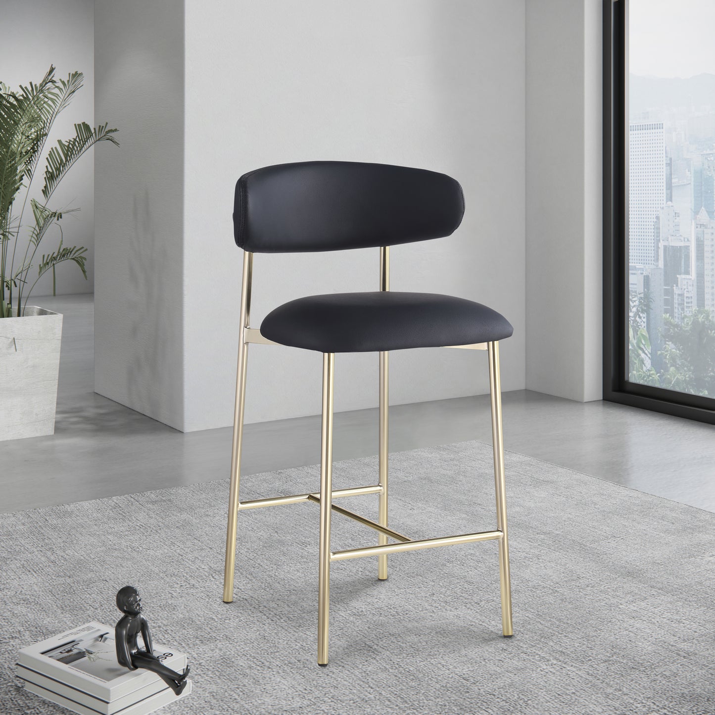 xoxo black vegan leather counter stool