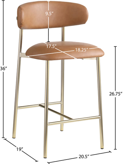 XOXO Cognac Vegan Leather Counter Stool